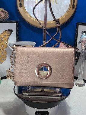 Kate Spade Sally Newbury Lane Small Saffiano Leather Crossbody In Rose Gold